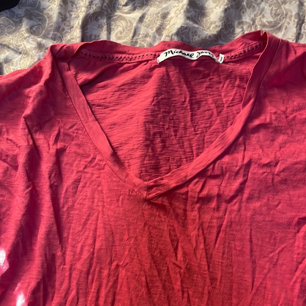 Michael starts red t shirt great with jeans